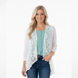 Cupio white knit cardigan size medium linen blend